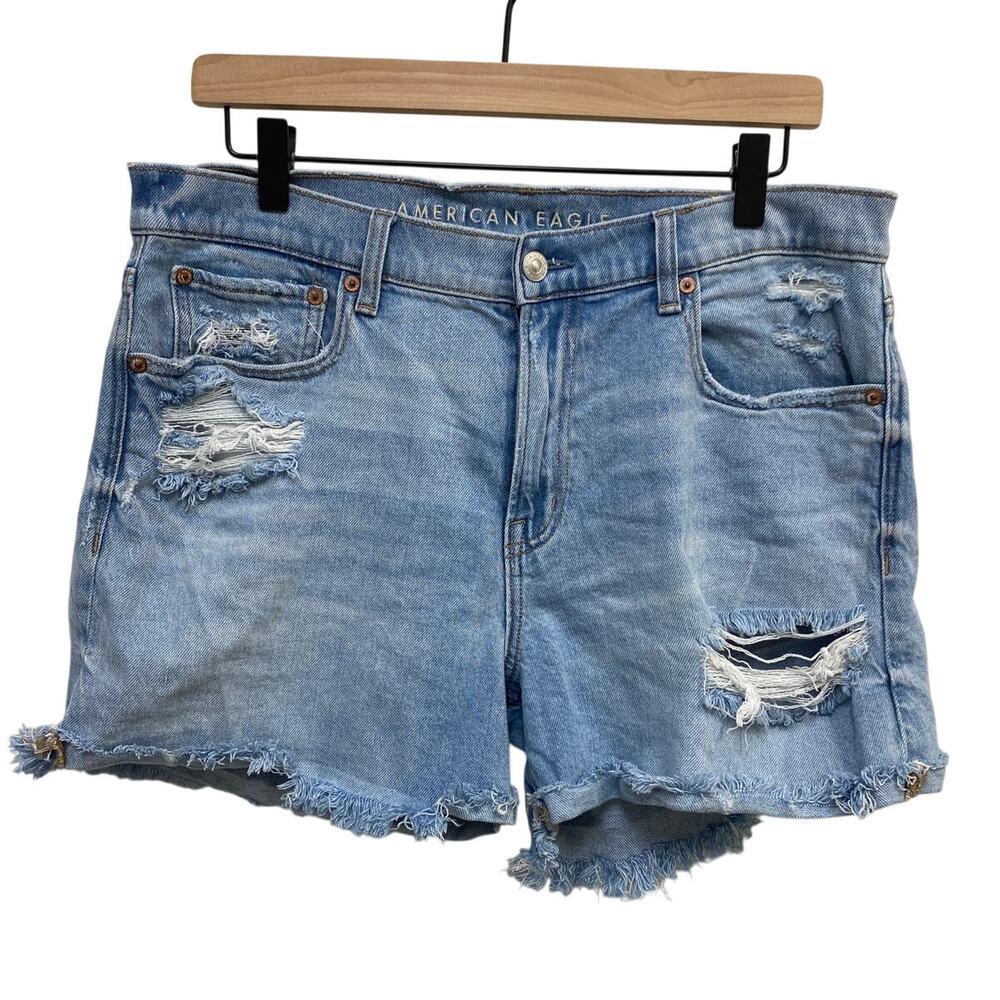 American Eagle Ex-Boyfriend Low-Rise Shorts, Distressed, Raw Hem, Size 6